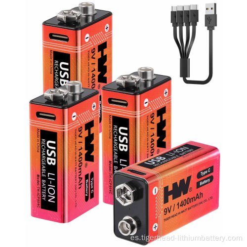 Batería de litio recargable 4P 9V 5180mWh USB-C